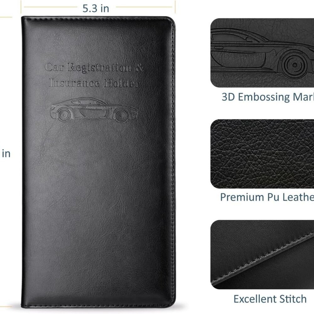 Car Accessories Registration and Insurance Holder,Leather Essential Card Magneti - Picture 5 of 6
